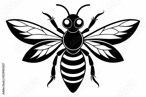 cute wasp line art silhouette vector illustration