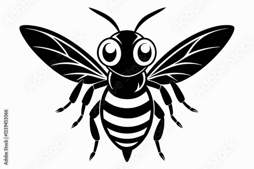cute wasp line art silhouette vector illustration