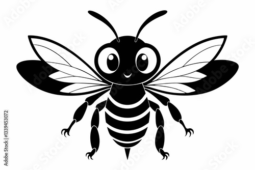 cute wasp line art silhouette vector illustration