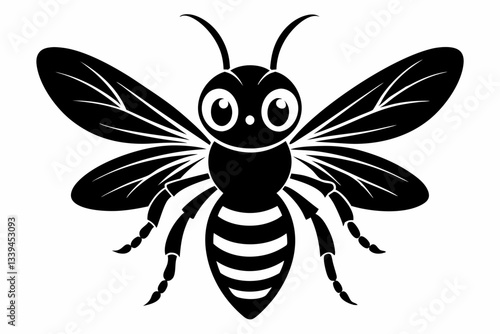 cute wasp line art silhouette vector illustration