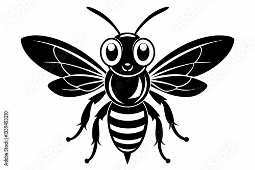 cute wasp line art silhouette vector illustration