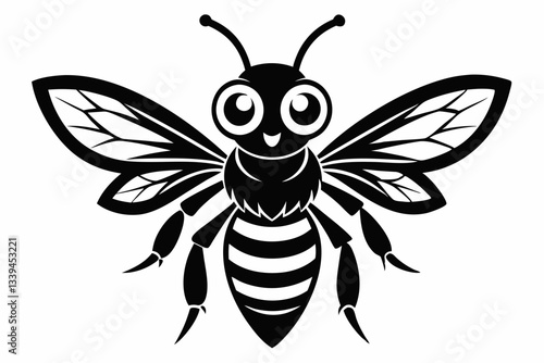 cute wasp line art silhouette vector illustration
