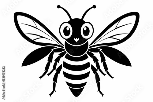 cute wasp line art silhouette vector illustration
