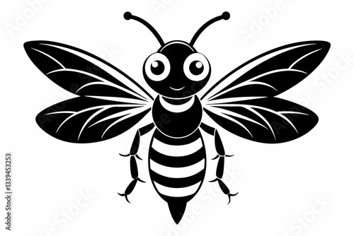 cute wasp line art silhouette vector illustration