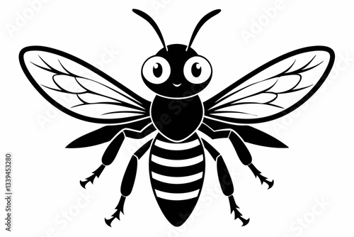 cute wasp line art silhouette vector illustration