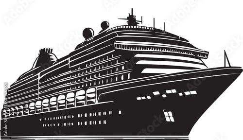 cruise ship in the sea silhouette vector art