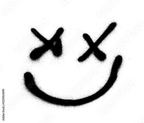 Dead Smiley Face Graffiti Grunge Spray Paint Stroke Vector