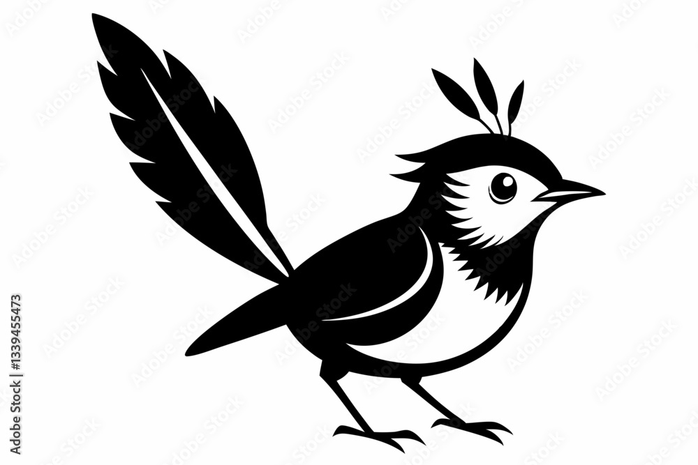 Obraz premium fairy wren line art silhouette vector illustration
