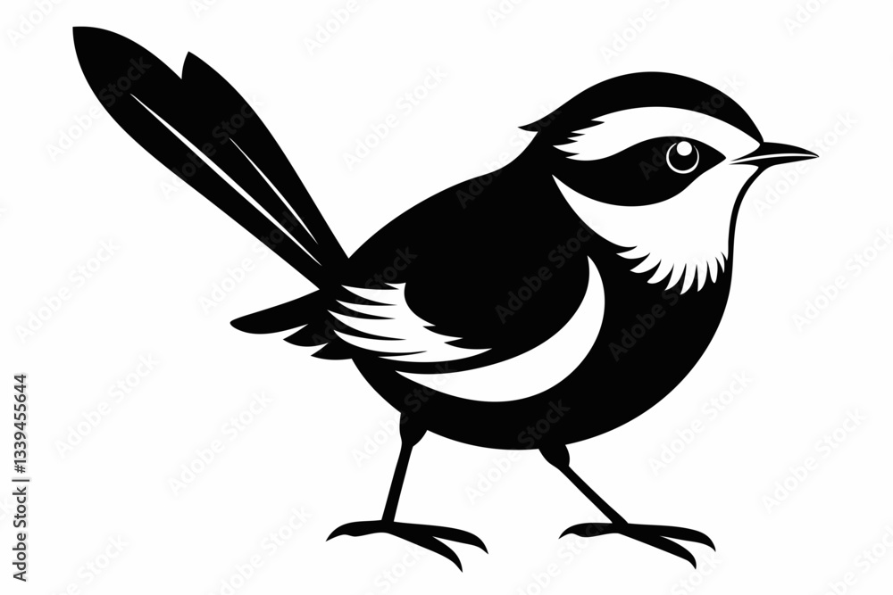 Obraz premium fairy wren line art silhouette vector illustration