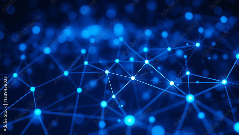 Abstract Digital Blue Network with Glowing Connection Points Abstract Digital Blue Network with Glowing Connection Points