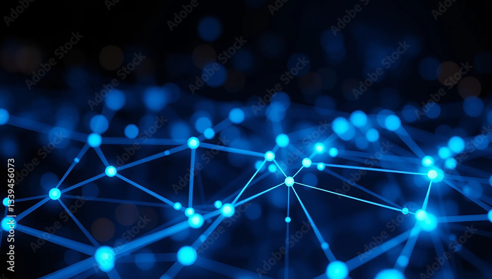 Abstract Digital Blue Network with Glowing Connection Points Abstract Digital Blue Network with Glowing Connection Points