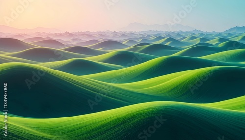 Dreamlike Landscape of Flowing Grass Dunes