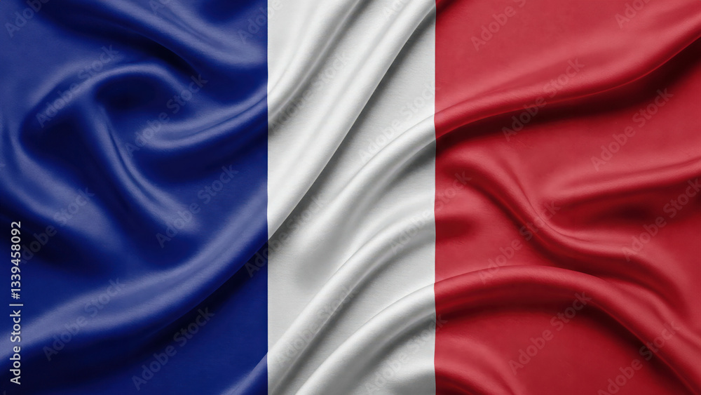 Obraz premium French flag with realistic fabric folds and texture