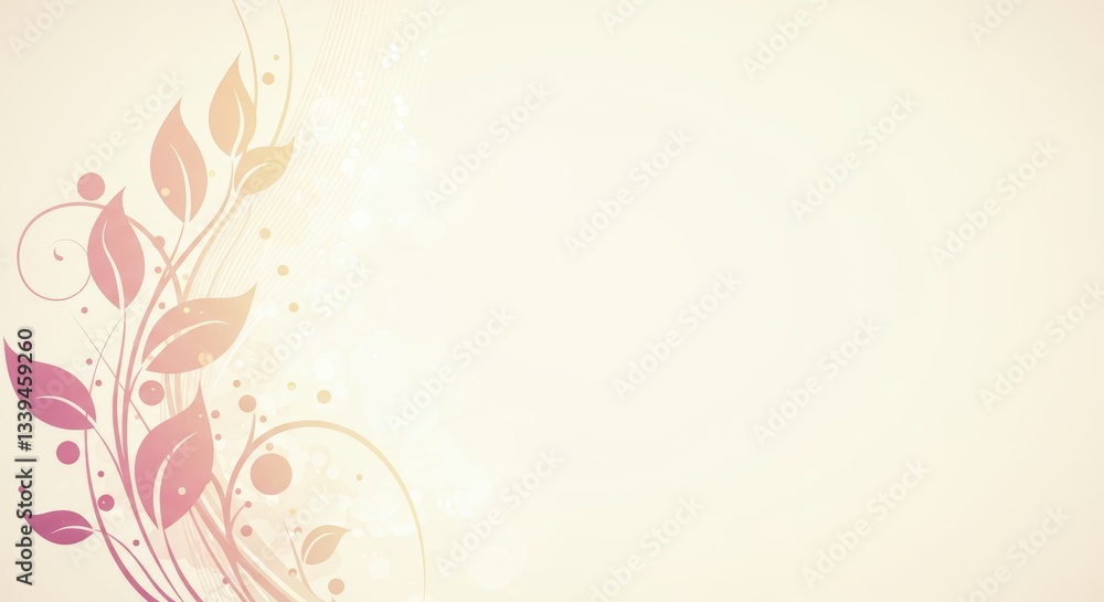 Abstract concept of spring growth, flowing lines forming delicate leaf shapes against a light, airy background, room for text Abstract concept of spring growth, flowing lines forming delicate leaf shapes against a light, airy background, room for text