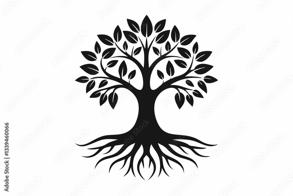 Fototapeta premium mangrove tree and roots vector elegant logo line art silhouette vector illustration