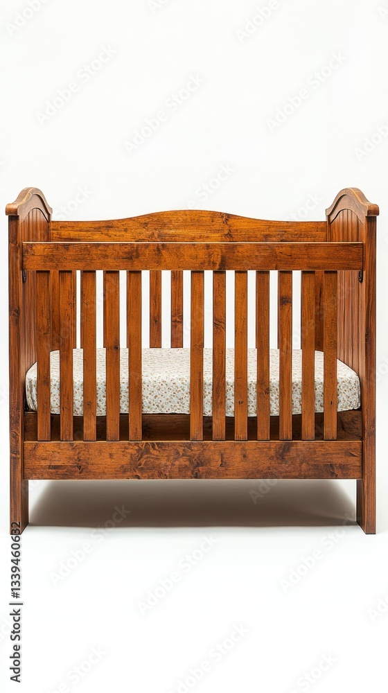 Rustic Wooden Crib with Floral Patterned Mattress in Studio Setting for Newborn Nursery Decor Ideas Rustic Wooden Crib with Floral Patterned Mattress in Studio Setting for Newborn Nursery Decor Ideas