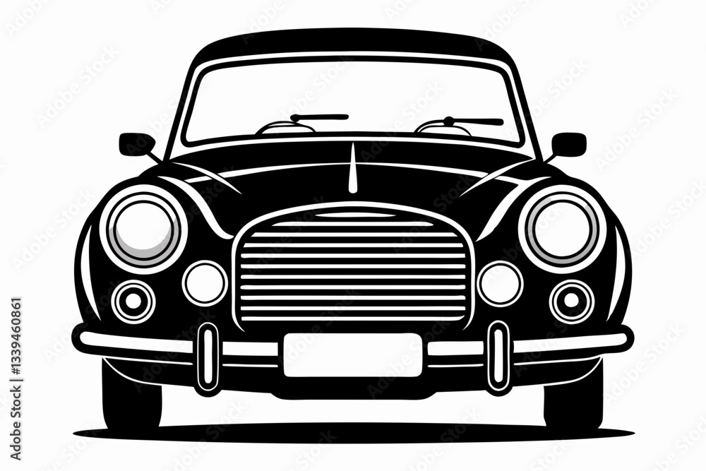old car front view line art silhouette vector illustration old car front view line art silhouette vector illustration