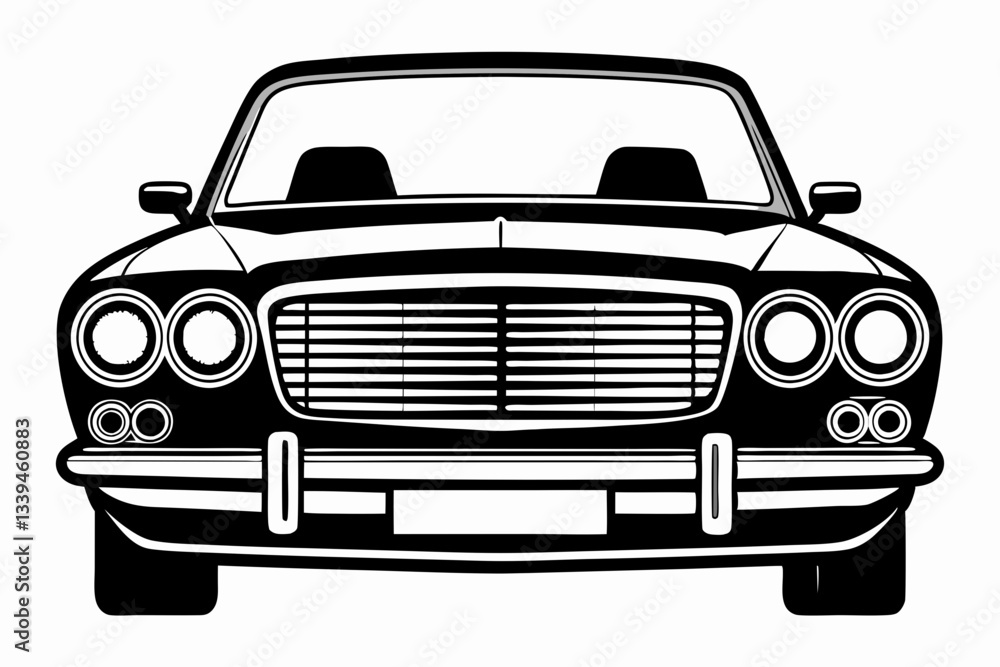 old car front view line art silhouette vector illustration old car front view line art silhouette vector illustration