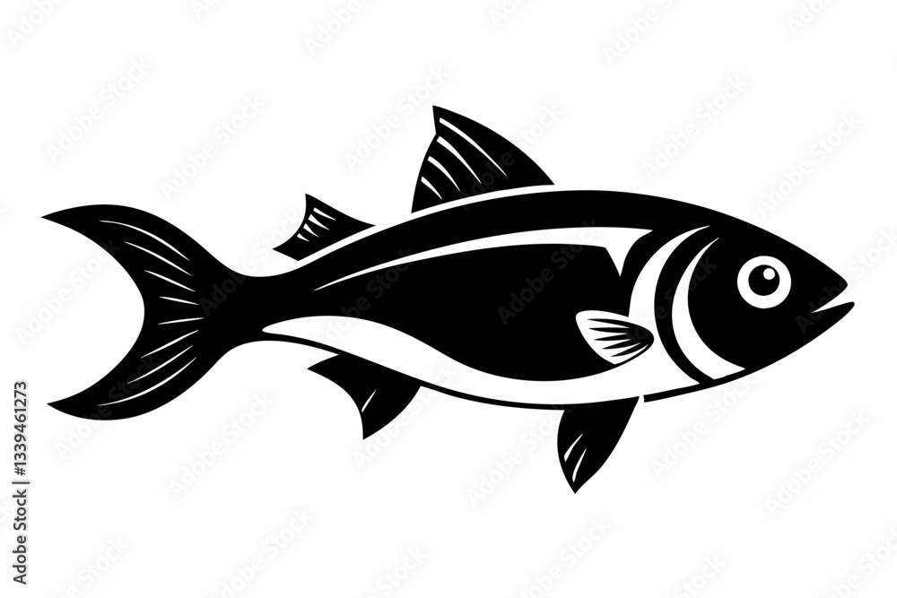 Fototapeta premium pan gash fish line art silhouette vector illustration