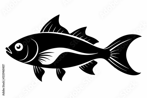 pan gash fish line art silhouette vector illustration