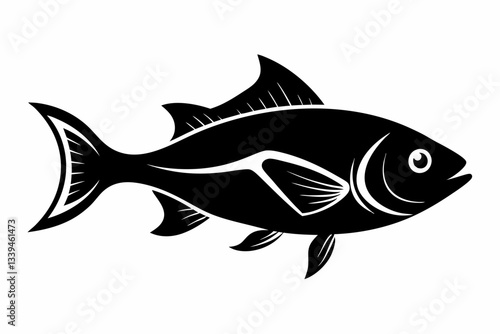 pan gash fish line art silhouette vector illustration