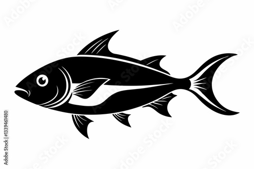 pan gash fish line art silhouette vector illustration