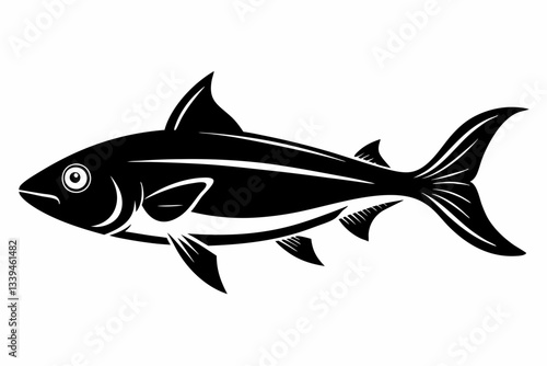 pan gash fish line art silhouette vector illustration