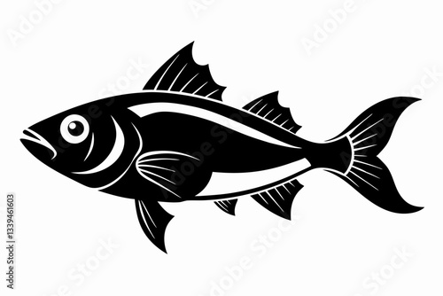 pan gash fish line art silhouette vector illustration