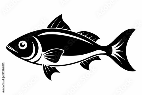 pan gash fish line art silhouette vector illustration