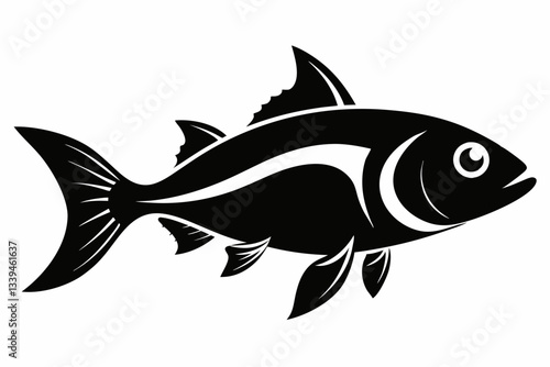 pan gash fish line art silhouette vector illustration