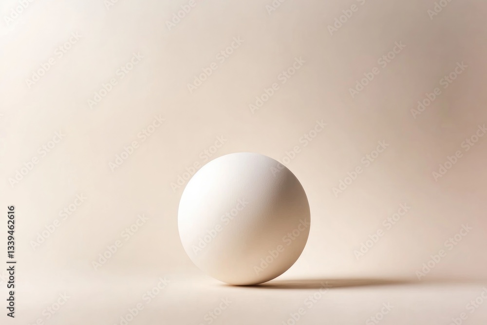perfectly centered smooth white sphere resting on neutral background subtle gradients of light emphasizing its form perfectly centered smooth white sphere resting on neutral background subtle gradients of light emphasizing its form