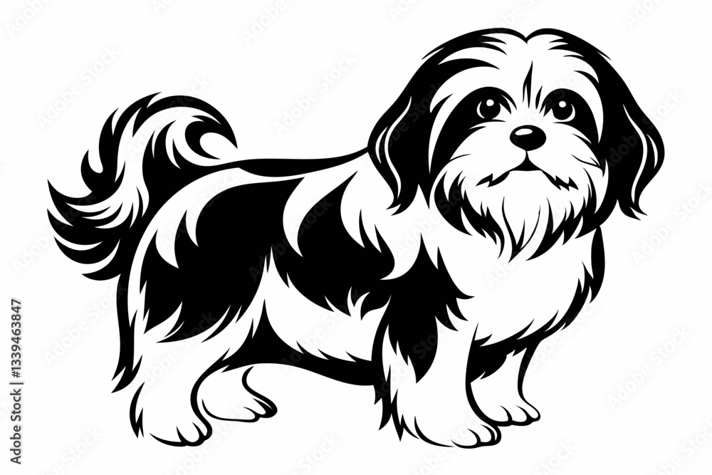 shih tzu line art silhouette vector illustration shih tzu line art silhouette vector illustration