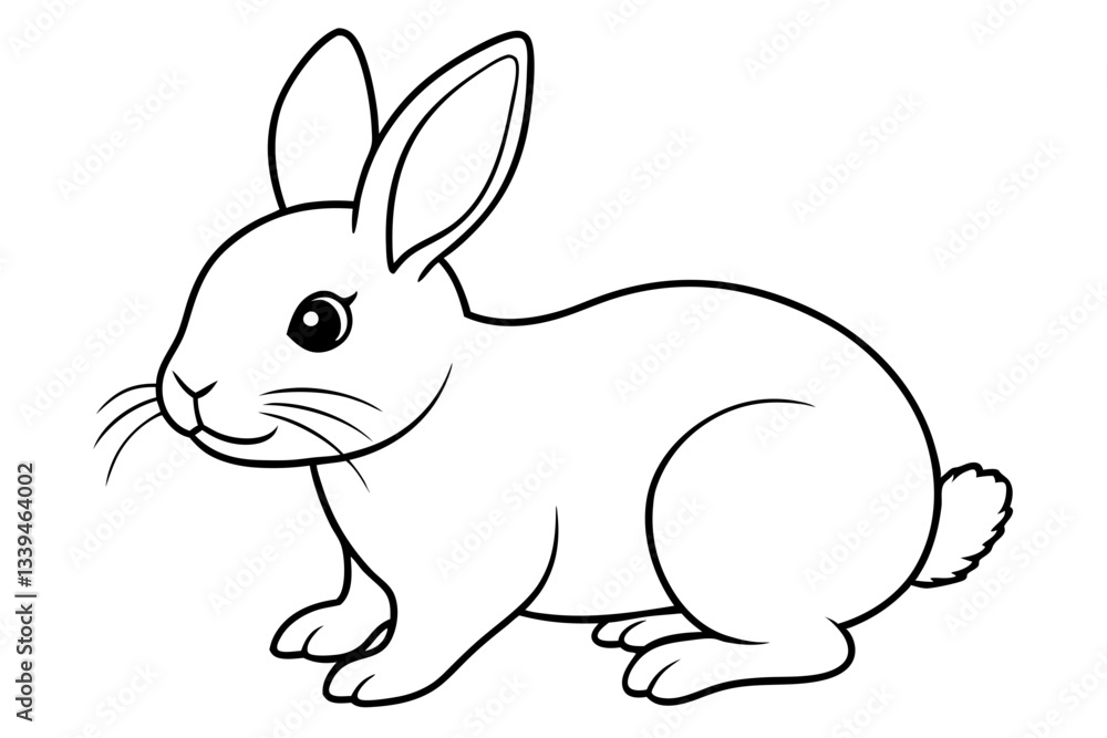 single baby rabbit line art silhouette vector illustration single baby rabbit line art silhouette vector illustration