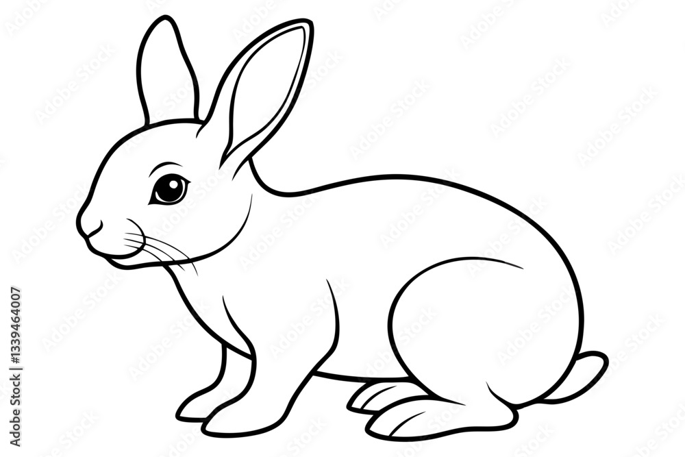single baby rabbit line art silhouette vector illustration single baby rabbit line art silhouette vector illustration
