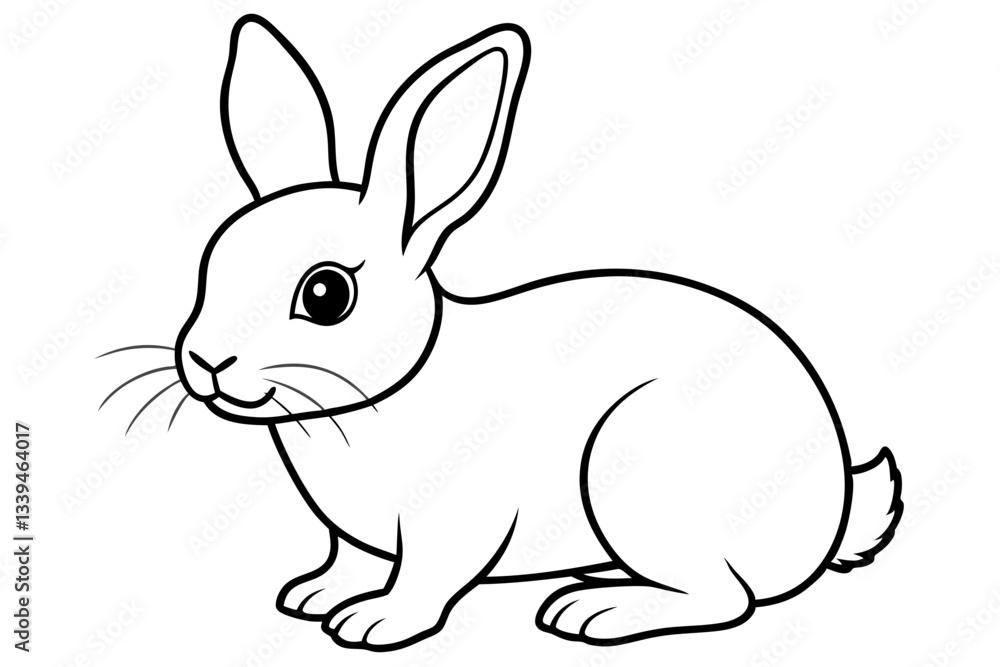 single baby rabbit line art silhouette vector illustration single baby rabbit line art silhouette vector illustration