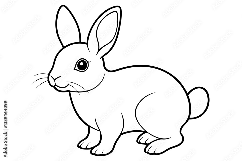 single baby rabbit line art silhouette vector illustration single baby rabbit line art silhouette vector illustration