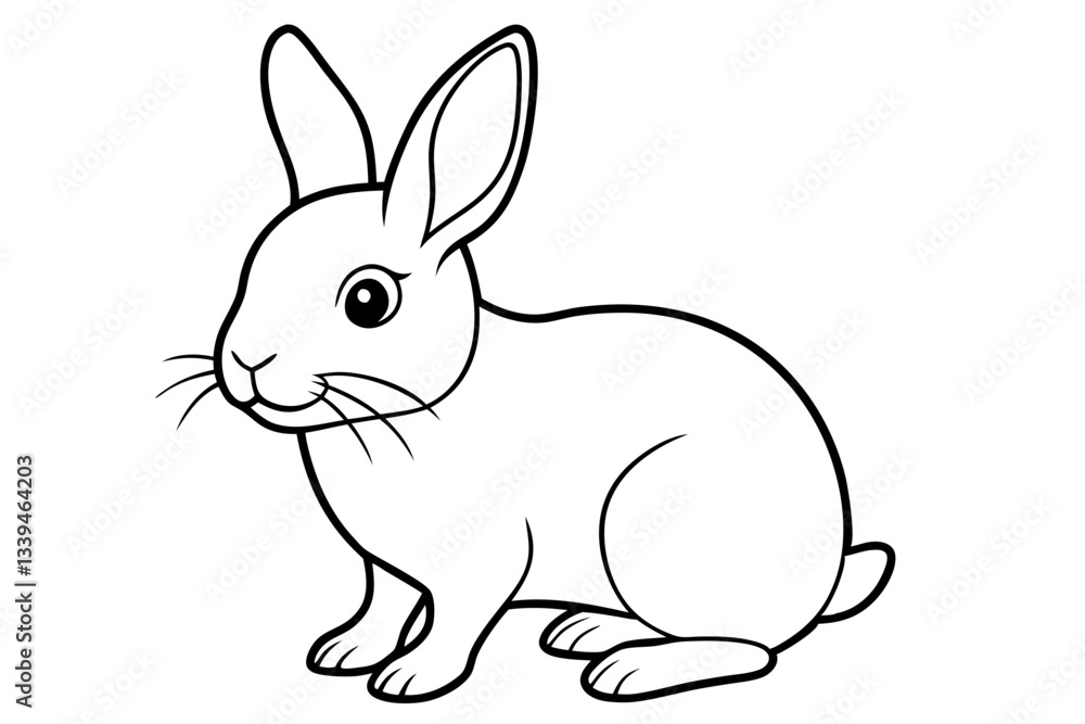 single baby rabbit line art silhouette vector illustration single baby rabbit line art silhouette vector illustration