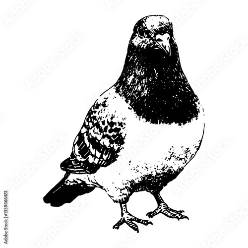 pigeon standing vintage engraving vector