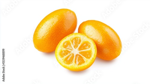 Fresh Kumquats on Isolated White Background