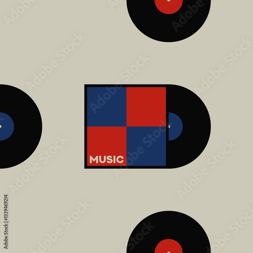 Musical poster for your design. Music design elements for card, invitation, flyer. Music cover. Music background vector illustration. Vinyl record.