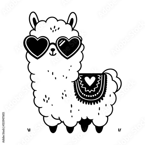 funny llama black and white vector