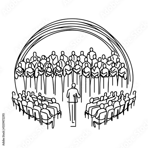 continuous line choir performance vector