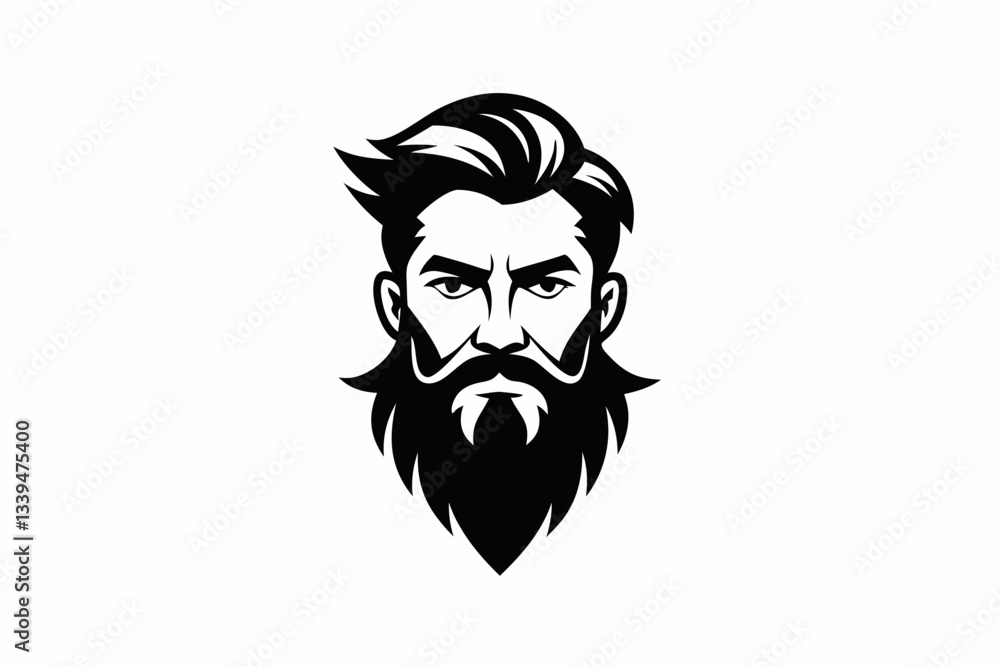 beard man logo line art silhouette vector illustration beard man logo line art silhouette vector illustration