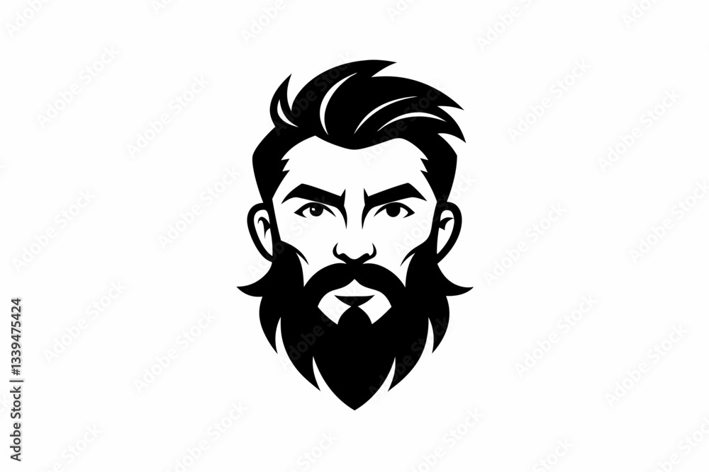 beard man logo line art silhouette vector illustration beard man logo line art silhouette vector illustration