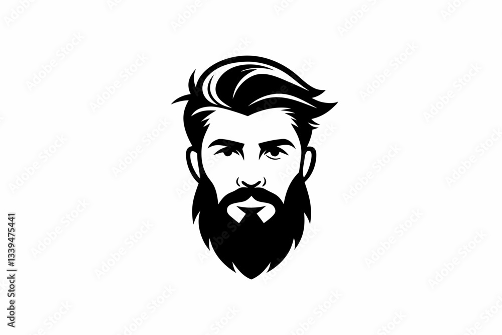 beard man logo line art silhouette vector illustration beard man logo line art silhouette vector illustration