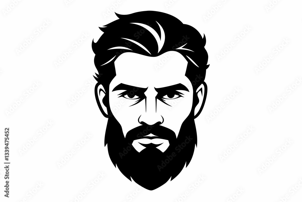 beard man logo line art silhouette vector illustration beard man logo line art silhouette vector illustration