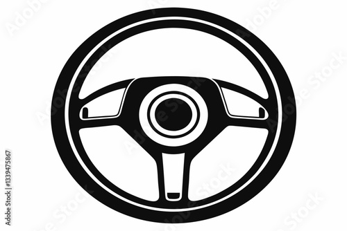 car steering wheel line art silhouette vector illustration