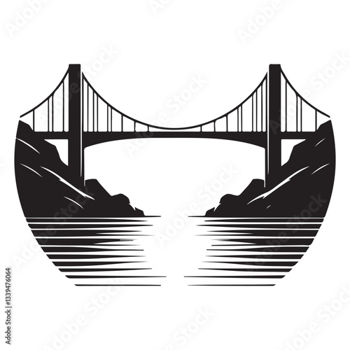 Golden Gate Bridge Illustration A San Francisco Landmark Silhouette Vector Art