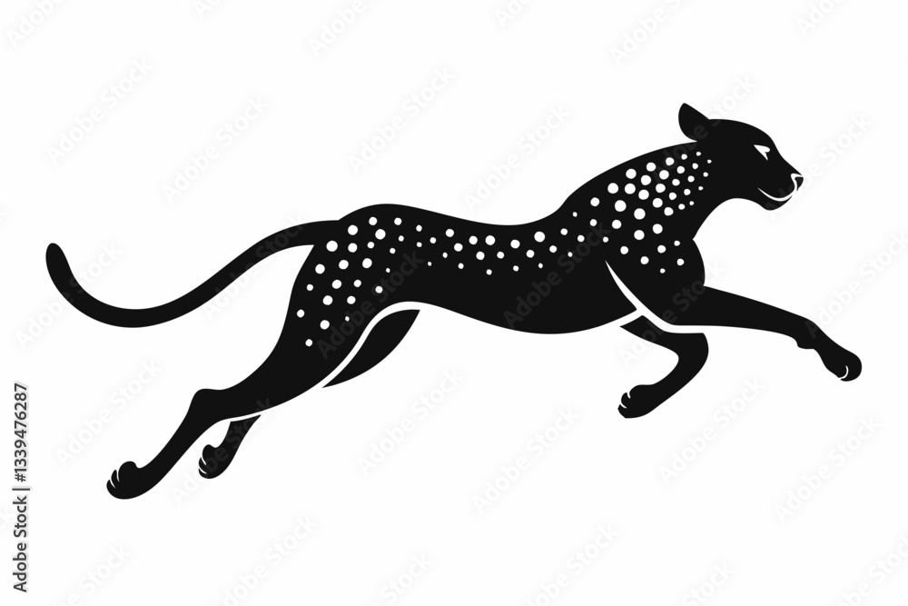 Fototapeta premium cheetah jumping line art silhouette vector illustration