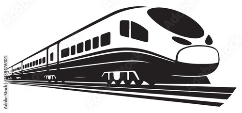 High Speed Train Vector Illustration Modern Railway Transport Silhouette